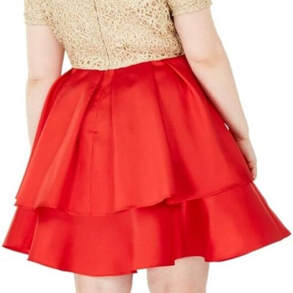 B. Darlin Womens Plus Lace Off-The-Shoulder Cocktail Dress, 16W - Picture 2 of 3